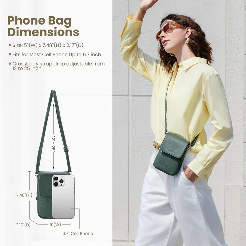 befen Genuine Leather Small Crossbody Bags for Women, Cell Phone Cross body Purse Bag with RFID Blocking Card Slots - Image 4